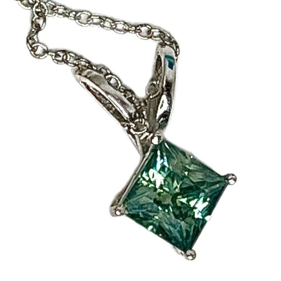 *LOW START* 2.13ct vvs1 Blue Princess Cut Moissanite Diamond 925 STERLING SILVER - Picture 1 of 4